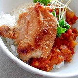 簡単♪焼きチキンのっけガパオ風♪